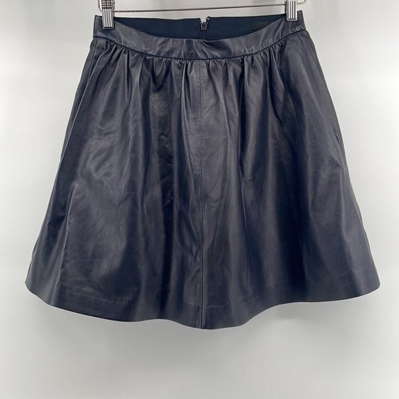 J. Crew navy Leather Skirt - Picture 1 of 10